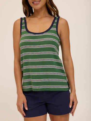 Madelena Tripoli Stripe Textured Slub Jersey Tank Threads 4 Thought