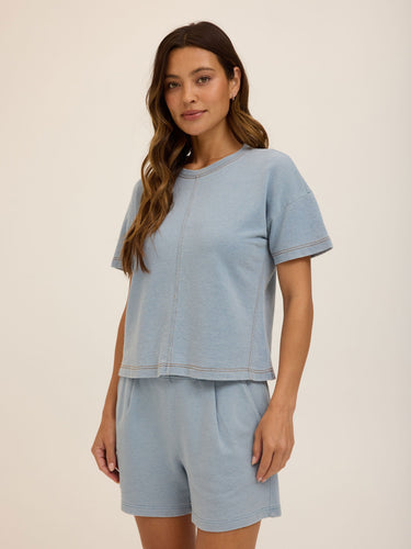 Emily Denim Terry Tee Womens Tops Short Shirt Threads 4 Thought