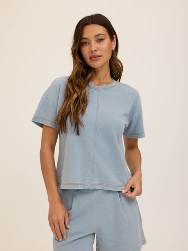Emily Denim Terry Tee Womens Tops Short Shirt Threads 4 Thought