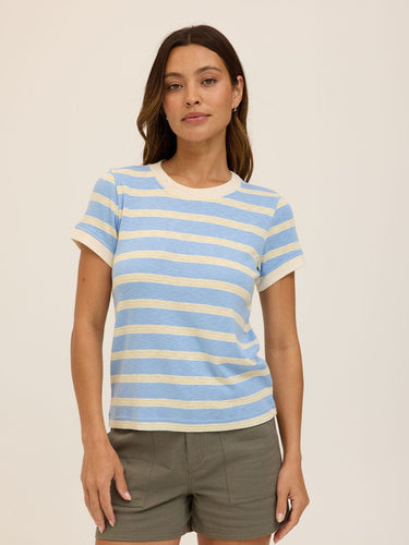Tamarah Stripe Textured Slub Jersey Crew Tee Threads 4 Thought