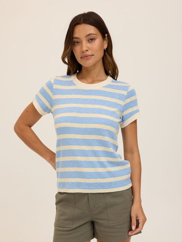 Tamarah Stripe Textured Slub Jersey Crew Tee Threads 4 Thought