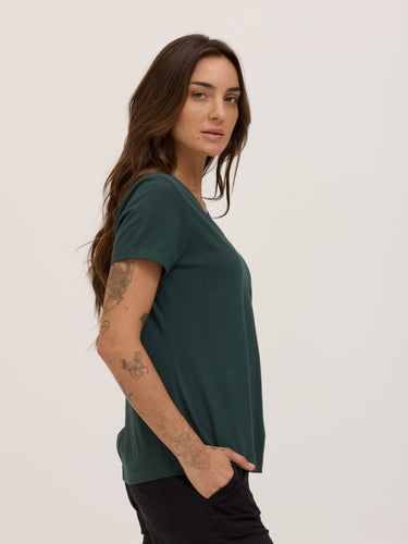 Aria Essential Jersey V-Neck Tee Womens Tops Short Tee Threads 4 Thought