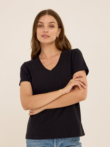 Aria Organic Cotton V-Neck Tee Womens Tops Short Tee Threads 4 Thought