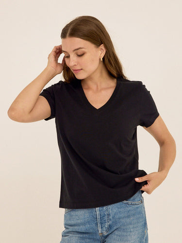 Aria Organic Cotton V-Neck Tee Womens Tops Short Tee Threads 4 Thought