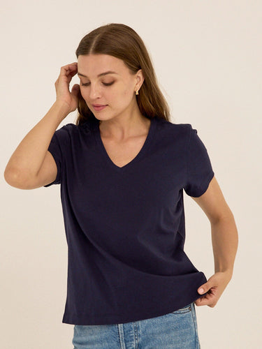 Aria Organic Cotton V-Neck Tee Womens Tops Short Tee Threads 4 Thought