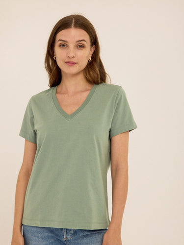 Aria Organic Cotton V-Neck Tee Womens Tops Short Tee Threads 4 Thought