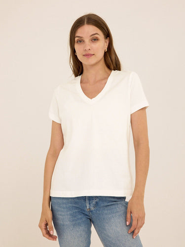 Aria Organic Cotton V-Neck Tee Womens Tops Short Tee Threads 4 Thought