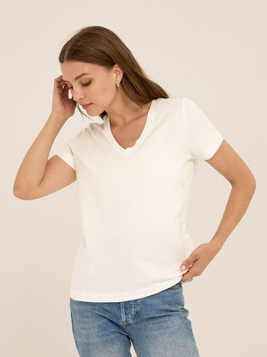 Aria Organic Cotton V-Neck Tee Womens Tops Short Tee Threads 4 Thought