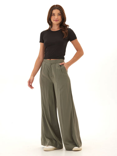 Samirah EcoVero Woven Pleated Wide Leg Pant Womens Bottoms Pants Threads 4 Thought