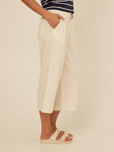 Mikki Stretch Twill Pleated Wide Leg Capri Pant Threads 4 Thought