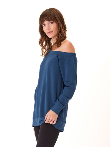 Ohara Feather Fleece Off Shoulder Sweatshirt Womens Tops Long Threads 4 Thought