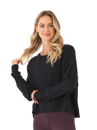 Raylin Feather Fleece Back Detail Top Womens Tops Long Tee Threads 4 Thought