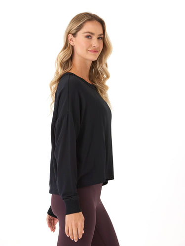 Raylin Feather Fleece Back Detail Top Womens Tops Long Tee Threads 4 Thought