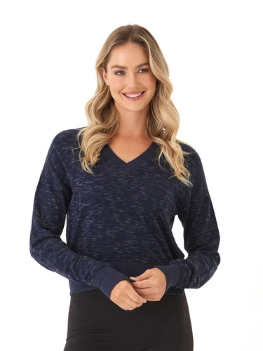 Elyzza Rhythm Slub V-Neck Pullover Womens Tops Long Tee Threads 4 Thought