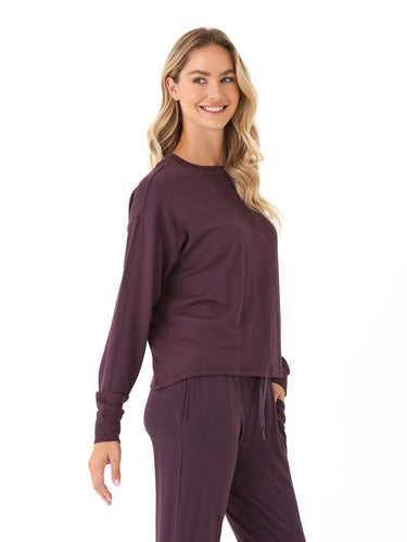 Darby Feather Fleece Panel Pullover Womens Tops Long Tee Threads 4 Thought