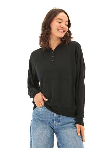 Diyanna Modal Terry Henley Hoodie Womens Outerwear Sweatshirt Threads 4 Thought