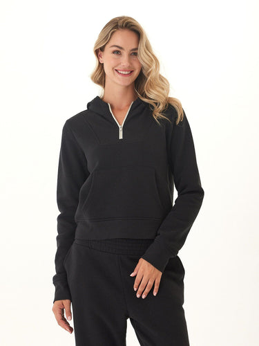 Tyra Triblend Fleece Quarter Zip Hoodie Womens Outerwear Sweatshirt Threads 4 Thought