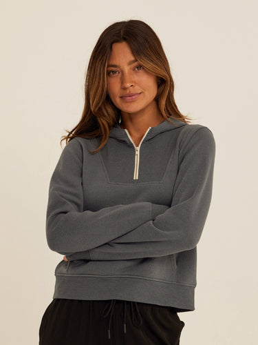 Tyra Triblend Fleece Quarter Zip Hoodie Womens Outerwear Sweatshirt Threads 4 Thought