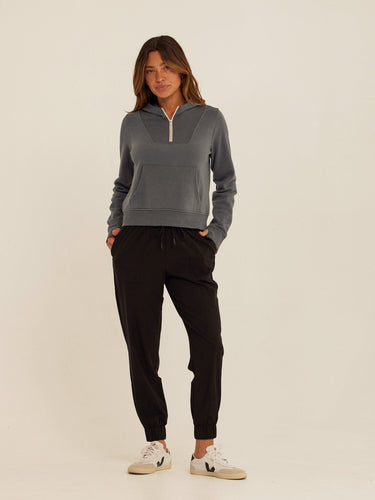 Tyra Triblend Fleece Quarter Zip Hoodie Womens Outerwear Sweatshirt Threads 4 Thought