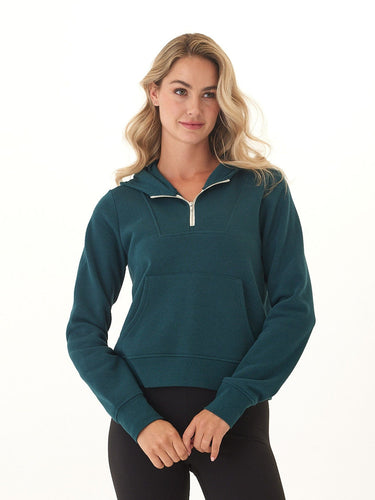 Tyra Triblend Fleece Quarter Zip Hoodie Womens Outerwear Sweatshirt Threads 4 Thought