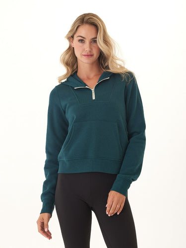 Tyra Triblend Fleece Quarter Zip Hoodie Womens Outerwear Sweatshirt Threads 4 Thought