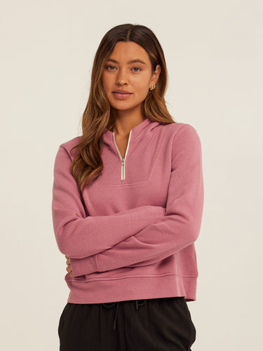 Tyra Triblend Fleece Quarter Zip Hoodie Womens Outerwear Sweatshirt Threads 4 Thought
