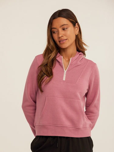 Tyra Triblend Fleece Quarter Zip Hoodie Womens Outerwear Sweatshirt Threads 4 Thought