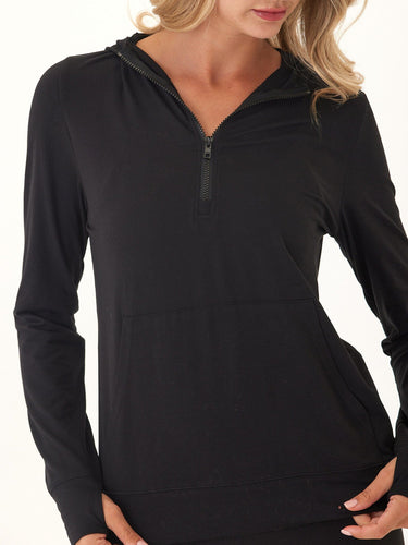 Gretchen Quarter Zip Luxe Jersey Hoodie Threads 4 Thought