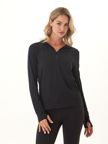 Gretchen Quarter Zip Luxe Jersey Hoodie Threads 4 Thought