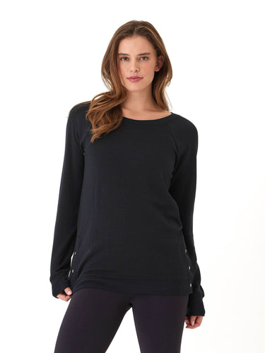Roberta Feather Fleece Snap Button Sweatshirt Threads 4 Thought