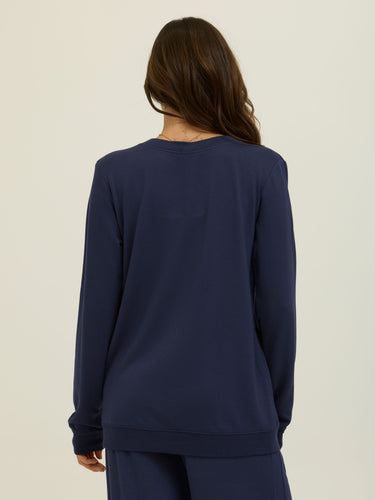 Edwina Feather Fleece V-Neck Sweatshirt Womens Outerwear Sweatshirt Threads 4 Thought