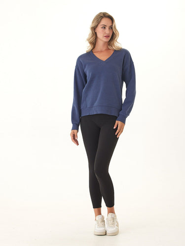 Elisha Triblend Fleece V-Neck Pullover Womens Outerwear Sweatshirt Threads 4 Thought
