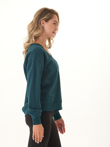 Elisha Triblend Fleece V-Neck Pullover Womens Outerwear Sweatshirt Threads 4 Thought