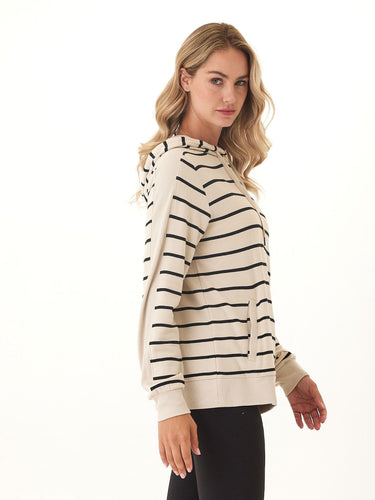Romi Feather Fleece Rib Mix Hoodie Womens Tops Long Shirt Threads 4 Thought
