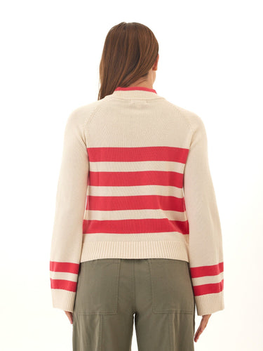 Saundra Striped Cotton Blend Raglan Sweater Threads 4 Thought
