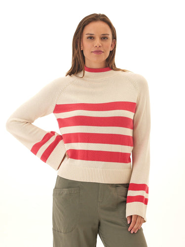 Saundra Striped Cotton Blend Raglan Sweater Threads 4 Thought