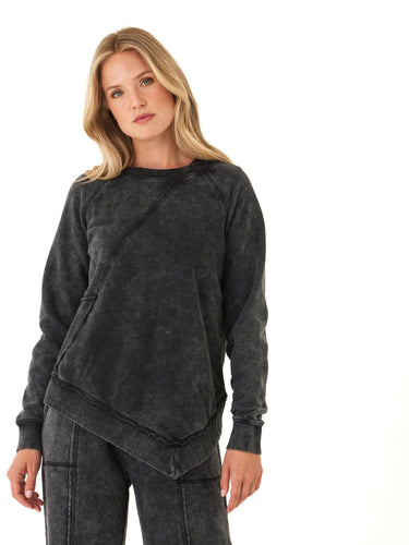 Ryssa Mineral Wash Terry Asymmetrical Pullover Womens Outerwear Sweatshirt Threads 4 Thought