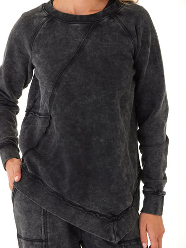 Ryssa Mineral Wash Terry Asymmetrical Pullover Womens Outerwear Sweatshirt Threads 4 Thought