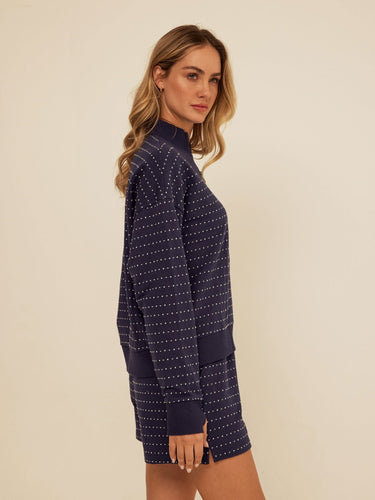 Kindra Dot Embroidered Terry Pullover Womens Outerwear Sweatshirt Threads 4 Thought