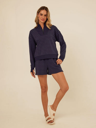 Kindra Dot Embroidered Terry Pullover Womens Outerwear Sweatshirt Threads 4 Thought