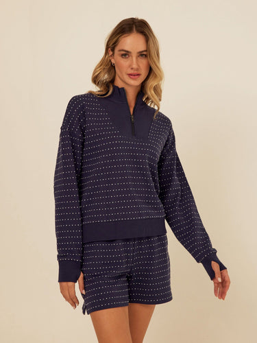 Kindra Dot Embroidered Terry Pullover Womens Outerwear Sweatshirt Threads 4 Thought