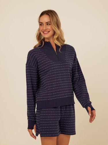 Kindra Dot Embroidered Terry Pullover Womens Outerwear Sweatshirt Threads 4 Thought