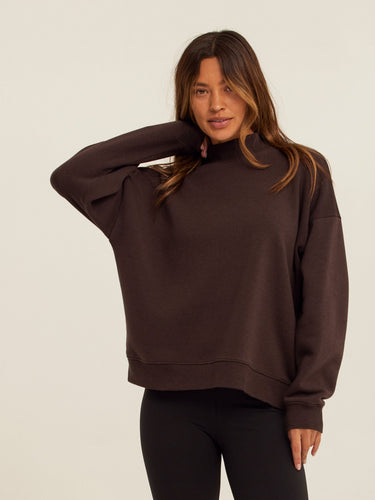Karlie Triblend Fleece Mock Neck Pullover Womens Outerwear Sweatshirt Threads 4 Thought
