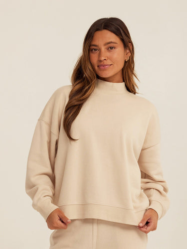 Karlie Triblend Fleece Mock Neck Pullover Womens Outerwear Sweatshirt Threads 4 Thought