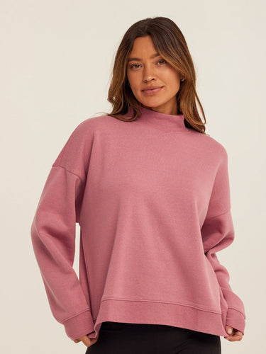 Karlie Triblend Fleece Mock Neck Pullover Womens Outerwear Sweatshirt Threads 4 Thought