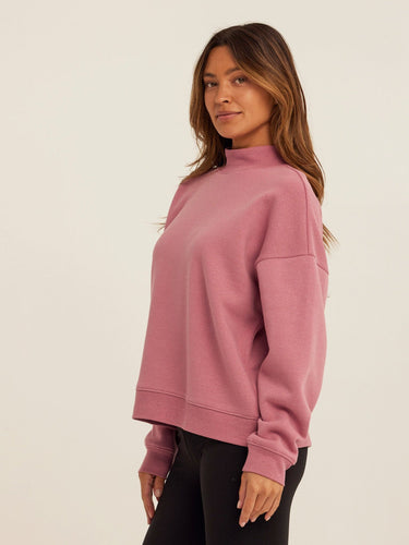 Karlie Triblend Fleece Mock Neck Pullover Womens Outerwear Sweatshirt Threads 4 Thought