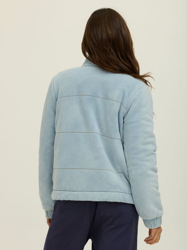 Malia Denim Terry Puffer Jacket Womens Outerwear Sweatshirt Threads 4 Thought