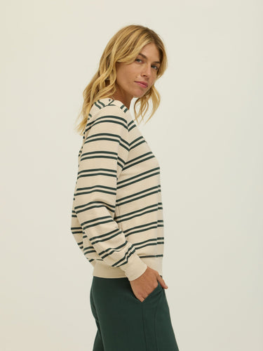 Hadley Barbados Stripe Feather Fleece Pullover Womens Tops Long Shirt Threads 4 Thought