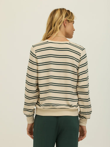 Hadley Barbados Stripe Feather Fleece Pullover Womens Tops Long Shirt Threads 4 Thought