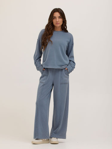 Roxanna Mineral Wash Fleece Tie Cuff Sweatshirt Womens Outerwear Sweatshirt Threads 4 Thought